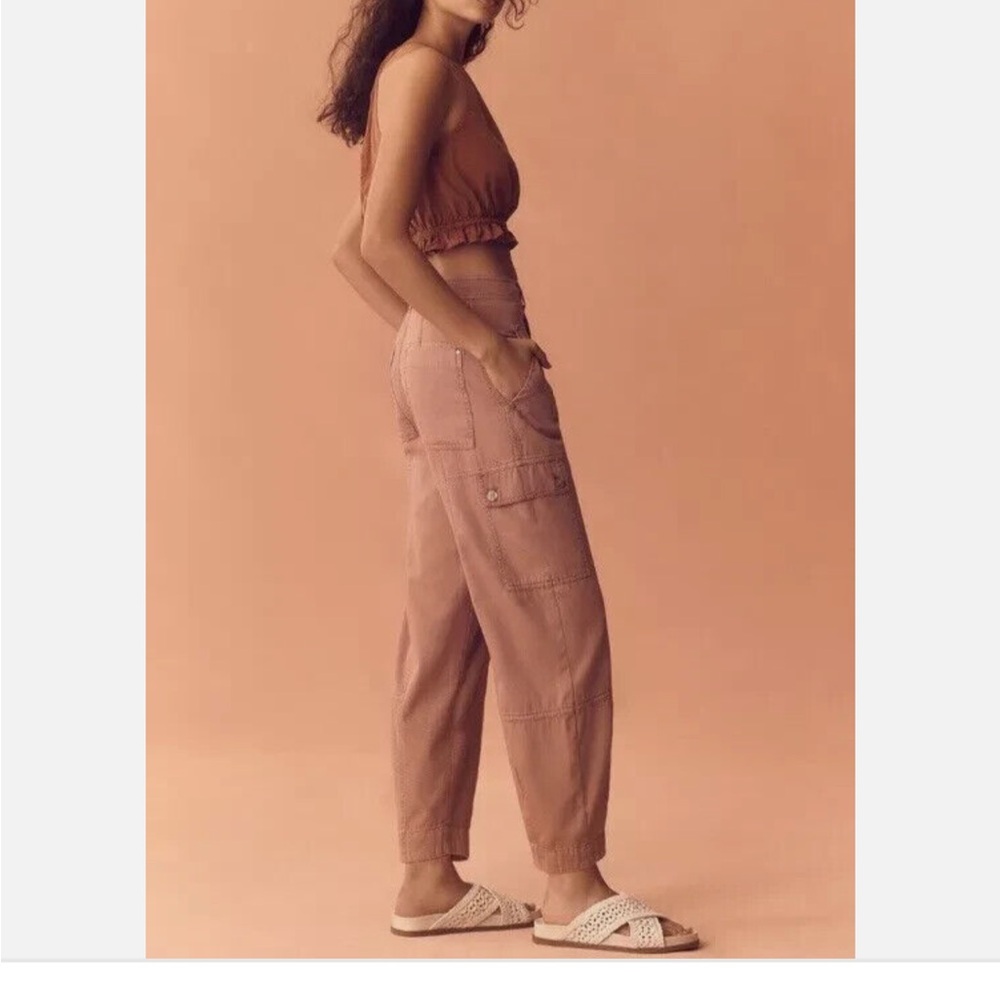 Anthropologie Carson Wide Leg Utility Barrel Jean Mauve NWOT